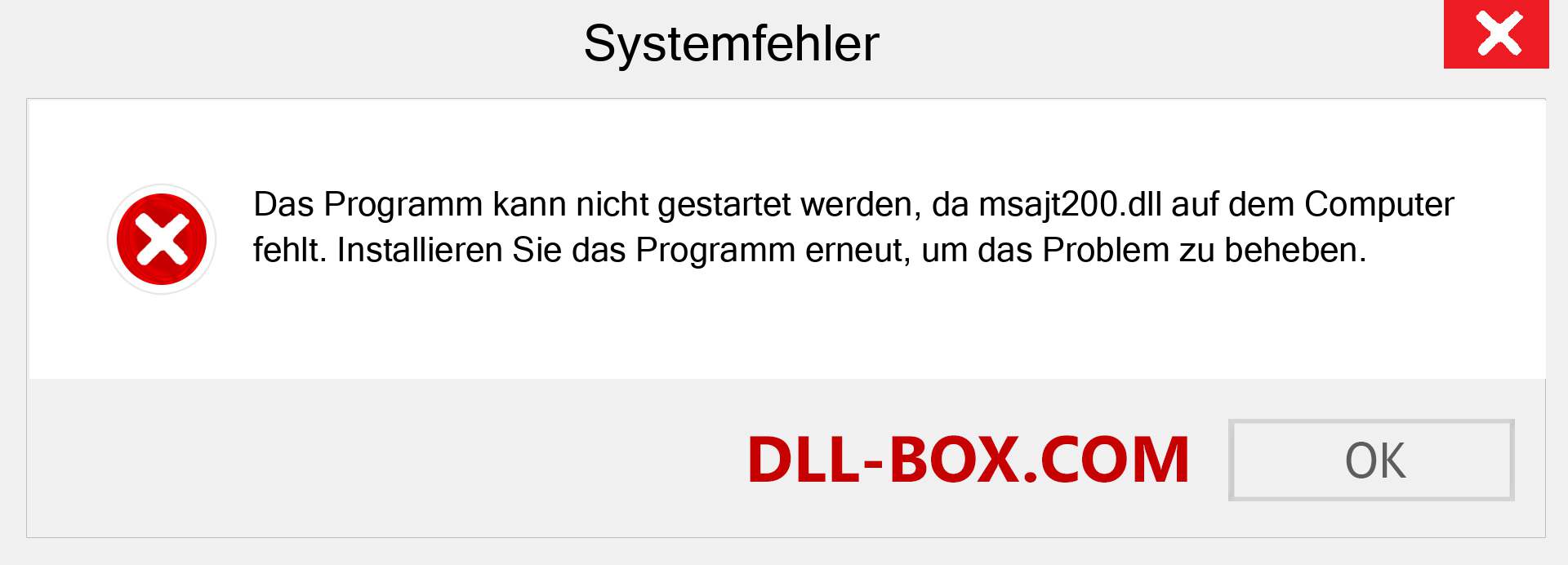 msajt200.dll-Datei fehlt?. Download für Windows 7, 8, 10 - Fix msajt200 dll Missing Error unter Windows, Fotos, Bildern